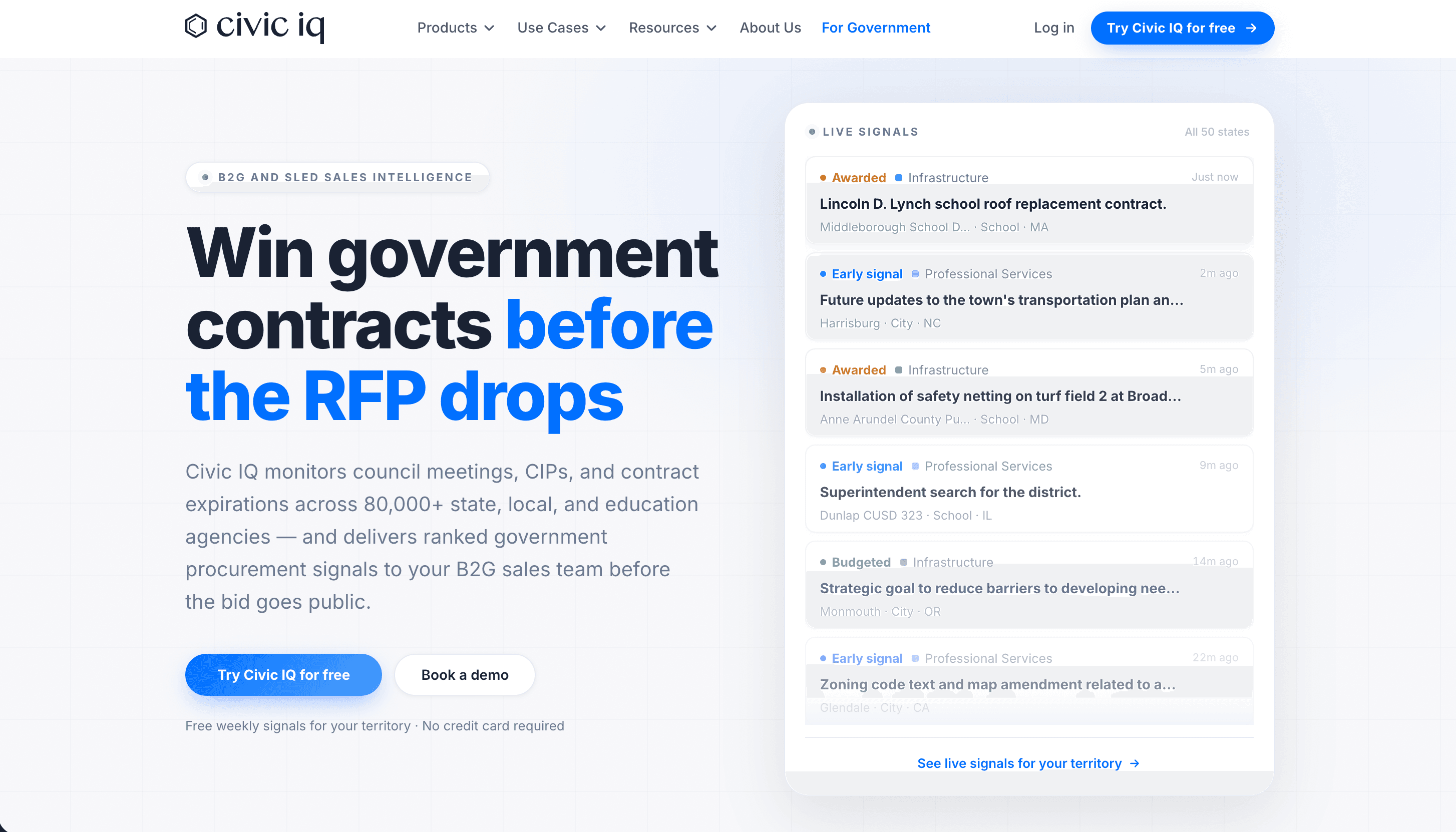 Civic IQ platform screenshot